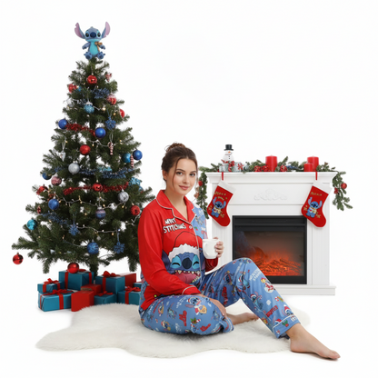 Cute Stitch Sleigh Ride Merry Stitchmas Lilo & Stitch Christmas Gift Pajamas Set