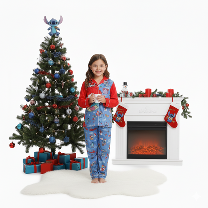 Cute Stitch Sleigh Ride Merry Stitchmas Lilo & Stitch Christmas Gift Pajamas Set