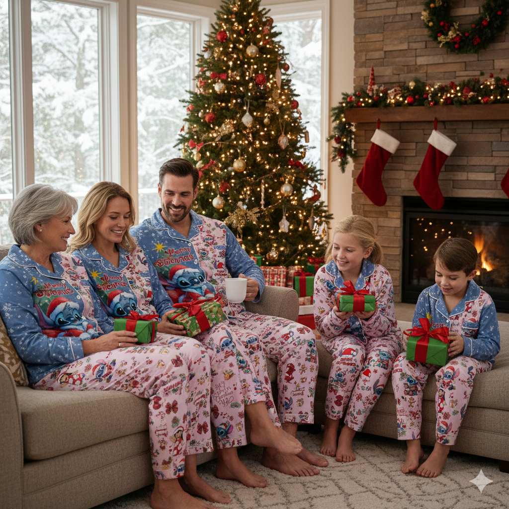 Lilo Stitch Pajamas Christmas, Stitch And Angel Pajamas Set, Disney Matching Pajamas, Stitch Pajamas Family, Birthday Gift For Her Him