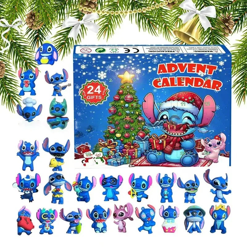 Stitch Christmas Advent Calendar Anime New Year Blind Box 24-Day Countdown Surprise Box Children'S Toys Gift Guess Bag